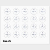 Elegant Monogram Blue Shell bruiloft Ronde Sticker (Vel)