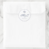Elegant Monogram Blue Shell bruiloft Ronde Sticker (Tas)