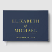 Elegant Monogram Blue Wedding Gastenboek (Voorkant)