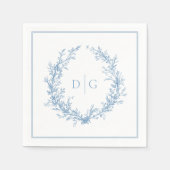 Elegant Monogram Blue Wedding Servet (Voorkant)