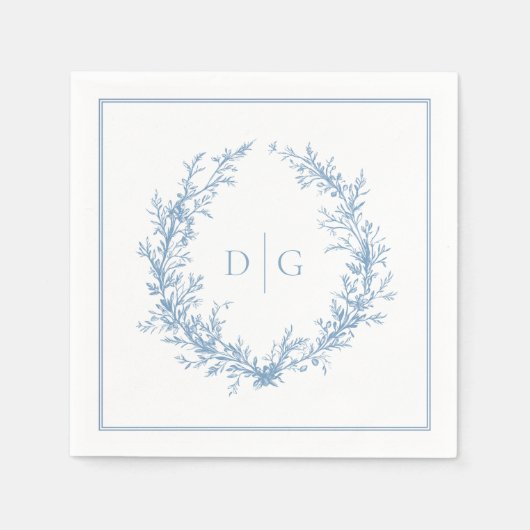 Elegant Monogram Blue Wedding Servet (Voorkant)