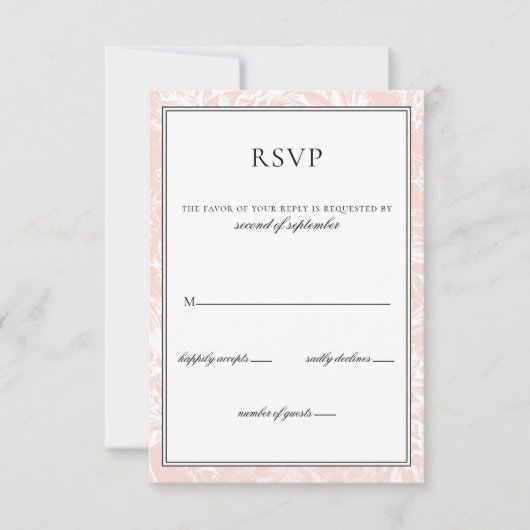 Elegant Monogram Blush Floral Wedding rsvp Kaartje (Voorkant)