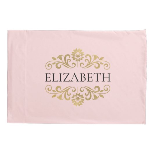 Elegant Monogram Blush Pink Bedroom Pillow Hoesje Kussensloop (Achterkant)