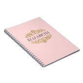 Élégant Monogram Blush Pink Gold Carnet (Côté Droit)
