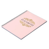 Élégant Monogram Blush Pink Gold Carnet (Côté gauche)