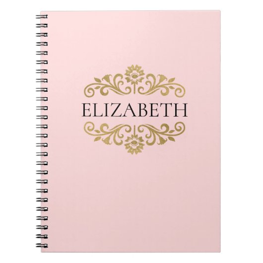Élégant Monogram Blush Pink Gold Carnet (Devant)