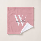 Élégant Monogram Blush Pink Nom Script (Gant de toilette)