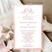 Élégant Monogram Blush Pink Wedding Programme