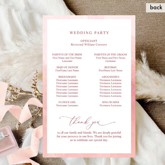 Elegant Monogram Blush Roze Bruiloft Programma