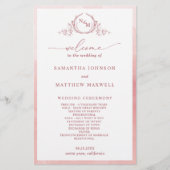 Elegant Monogram Blush Roze Bruiloft Programma (Voorkant)