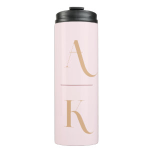 Elegant monogram blush roze reizen thermosbeker