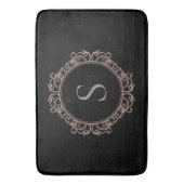 Elegant Monogram Blush Zwart Badmat (Voorkant Verticaal)