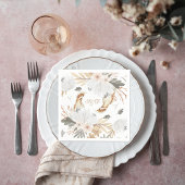 Elegant Monogram Boho Waterverf bloemen & vogels Servet