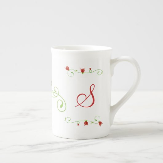 Elegant Monogram Bone China Mok (Rechts)