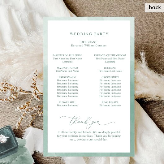 Elegant Monogram Bord Groen Huwelijksprogramma