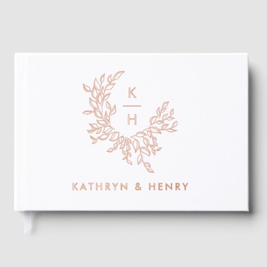 Élégant Monogram Botanical Crest Mariage photo (Recto)