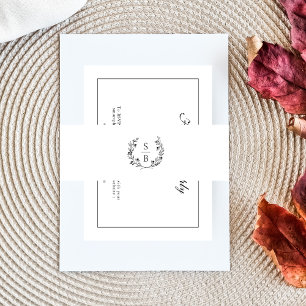 Elegant Monogram Botanische krans Uitnodigingen Wikkel