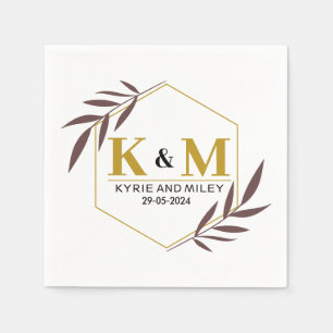 Elegant monogram bruiloft goud servet