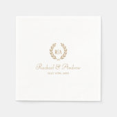 Elegant Monogram Bruiloft Goud Wit Servet (Voorkant)