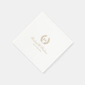 Elegant Monogram Bruiloft Goud Wit Servet (Hoek)