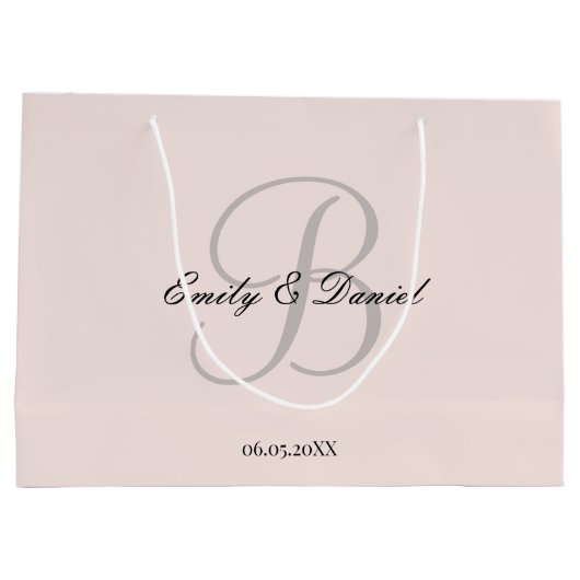 Elegant monogram bruiloft groot cadeauzakje (Achterkant)