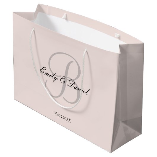 Elegant monogram bruiloft groot cadeauzakje (Achterkant Gekanteld)