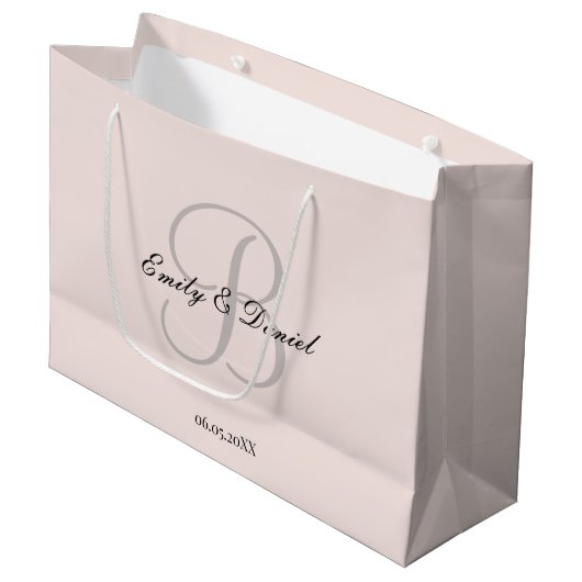 Elegant monogram bruiloft groot cadeauzakje (Voorkant Gekanteld)