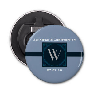 Elegant Monogram Bruiloft gunst Button Flesopener