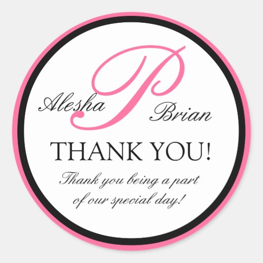 Elegant Monogram bruiloft gunst dank u Stickers (Voorkant)