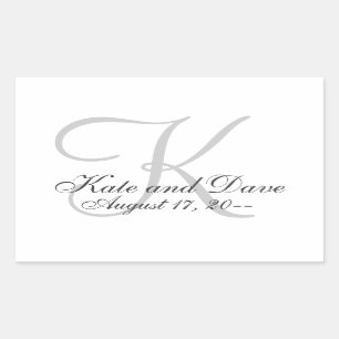 Elegant Monogram Bruiloft gunst Rechthoekige Sticker