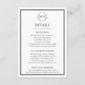 Elegant  Monogram Bruiloft Informatiekaartje (Voorkant)