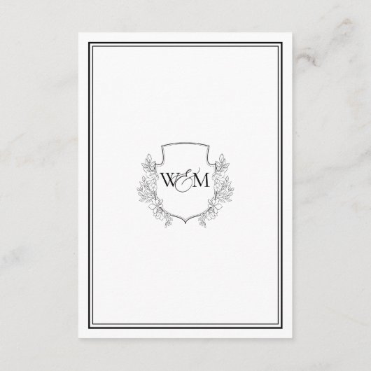 Elegant  Monogram Bruiloft Informatiekaartje (Achterkant)