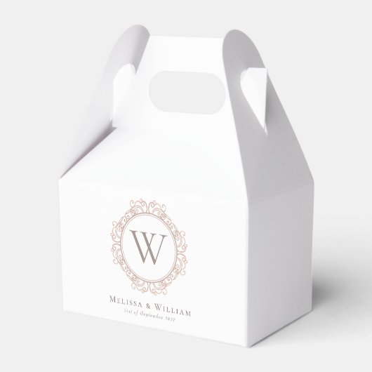 Elegant Monogram Bruiloft Klassiek Wit Bedankdoosjes (Achterkant)
