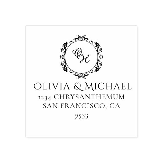 ELEGANT  MONOGRAM BRUILOFT RETOURADRES 	RUBBERSTEMPEL (Afrduk)