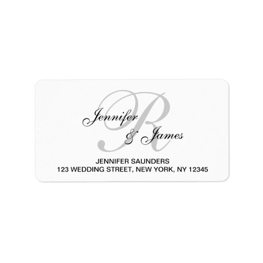 Elegant Monogram Bruiloft RSVP Retouradres Label (Voorkant)