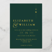 Elegant monogram bruiloft smaragdgroen en goud folie uitnodiging (Voorkant)