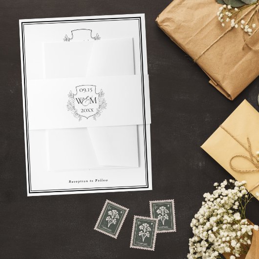 Elegant  Monogram Bruiloft Uitnodigingen Wikkel