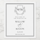 Elegant  Monogram Bruiloft Wijn Etiket (Enkel label)