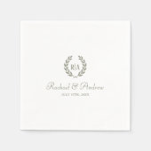 Elegant Monogram Bruiloft Wijze Groen Servet (Voorkant)