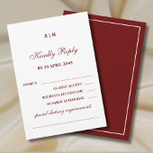 Elegant Monogram Burgundy Wedding RSVP Card 