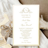 Elegant  Monogram Champagne Trouwprogramma