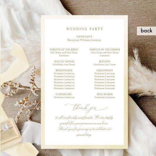 Elegant  Monogram Champagne Trouwprogramma