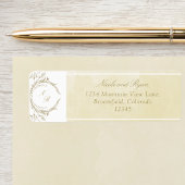 Elegant Monogram Champagne Waterverf Wedding Etiket