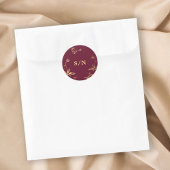 Elegant monogram chique modern goud bordeaux bruil ronde sticker