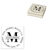 Elegant Monogram Circular Return Address Rubberstempel (Gestempeld)