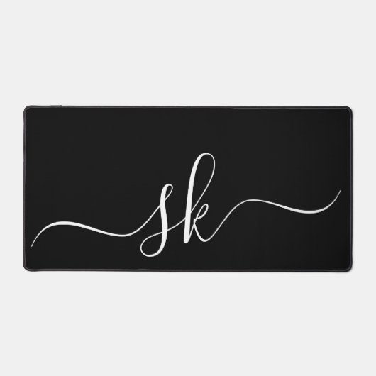 Elegant Monogram Classic Minimaal Zwart-Wit Bureaumat (Voorkant)