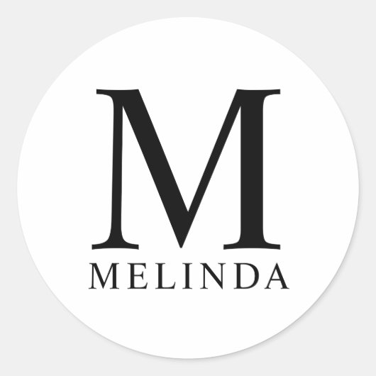 Elegant Monogram Classic Round Sticker (Voorkant)