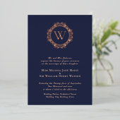 Elegant Monogram Classic Wedding Folie Uitnodiging (Staand Voorkant)