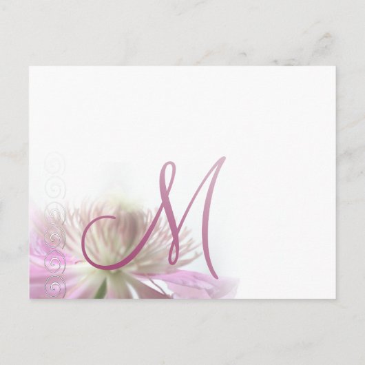 Elegant Monogram Clematis bruiloft uitnodiging (Achterkant)