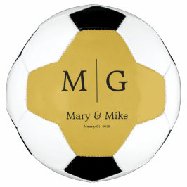 Elegant Monogram Couple Name Metallic Gold Voetbal